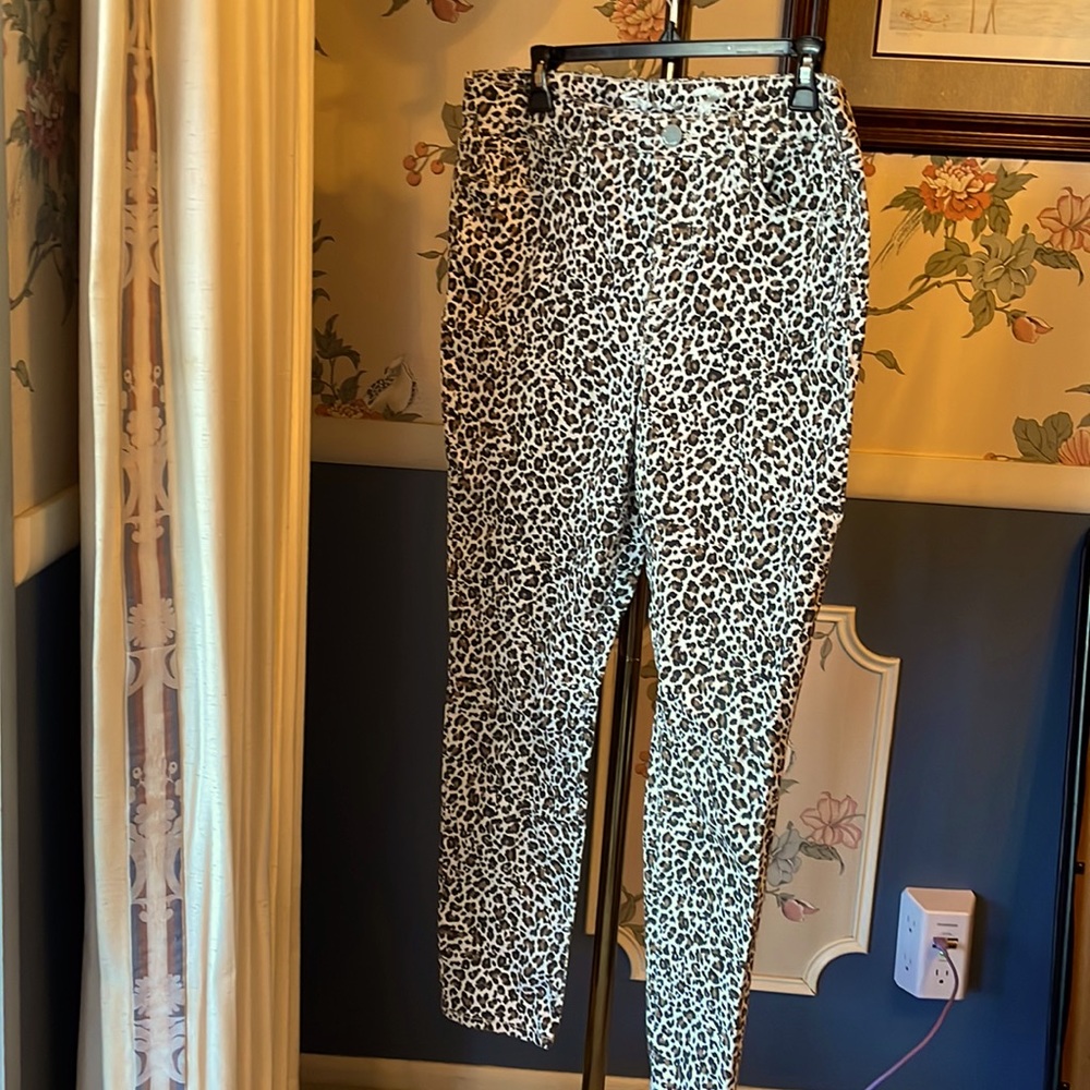 Seven 7 animal print jeans size 12 twelve brown light tan khaki skinny